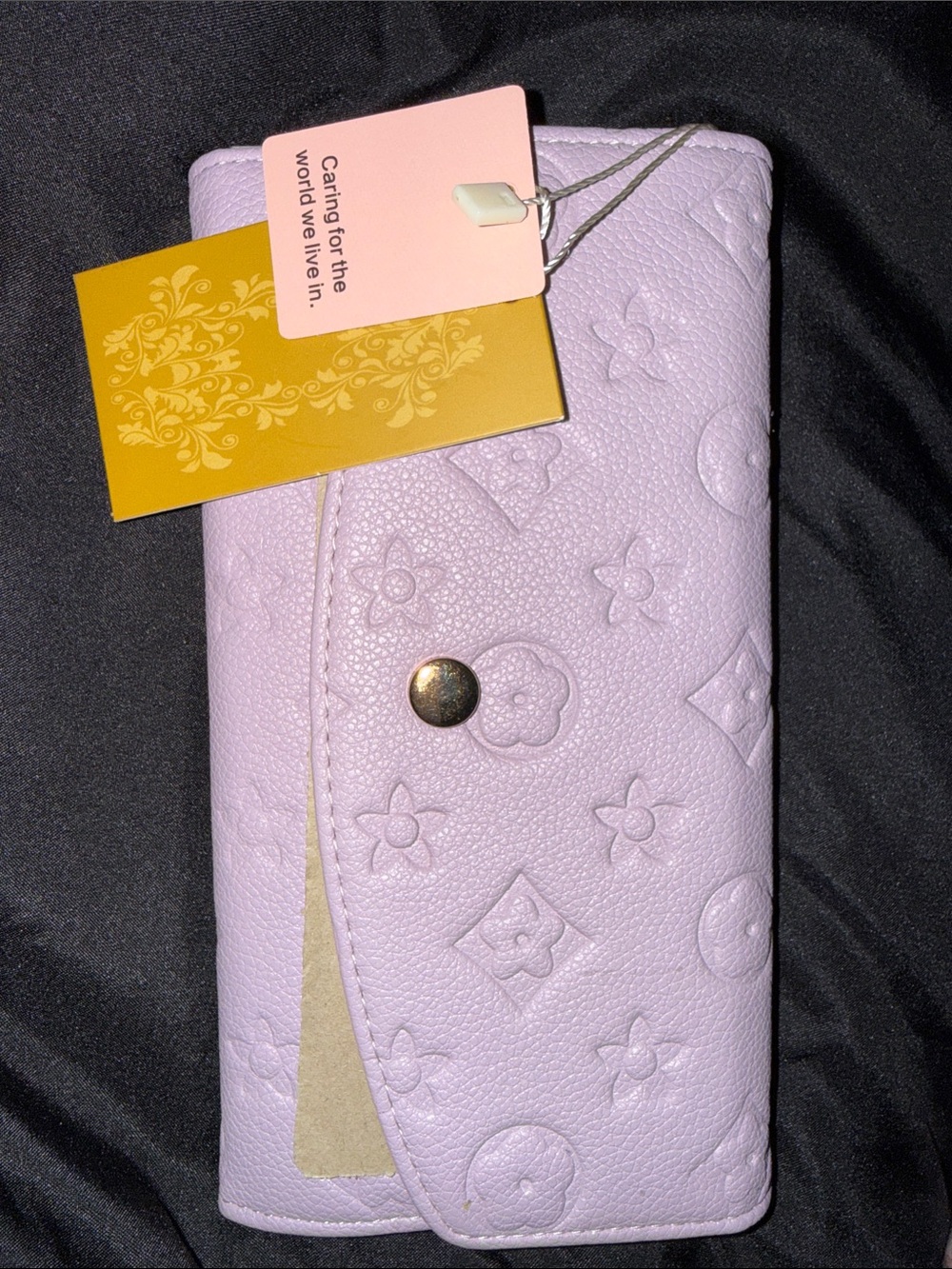 Lavender Embossed Leather Wallet - Unbranded